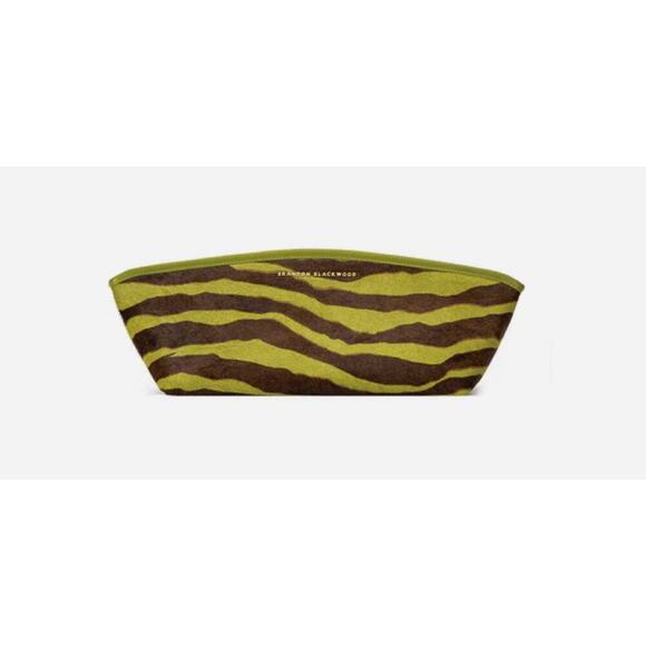 Brandon Blackwood Victoria Clutch in Green Zebra Ponyhair with Brass Hardware - Picture 5 of 14
